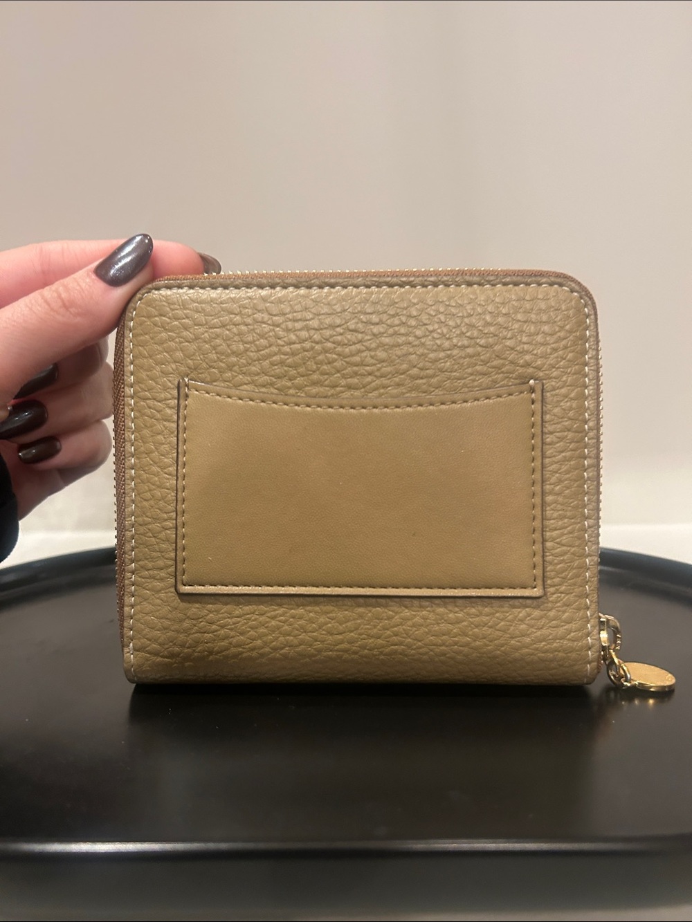 Stella McCartney Beige Tan Perforated Logo Zip Wallet - Picture 2 of 4